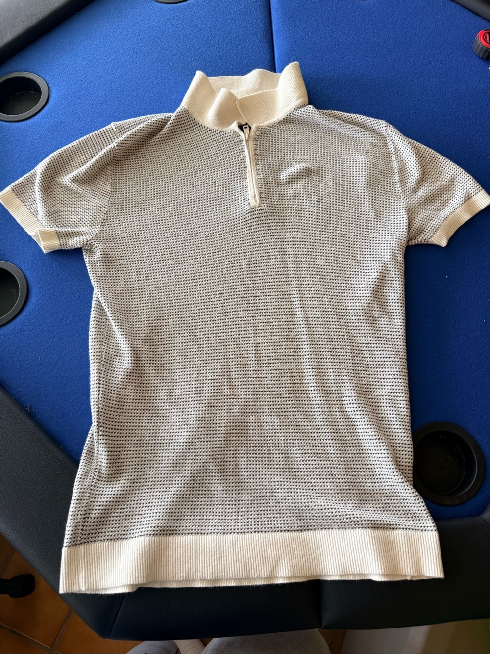 Cream Short-Sleeve Knit Polo Top - Men